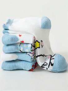 Sanrio Sanrio 5 Pairs Anime Socks Cute College JK Style Blue Mid Tube Socks Women's Stockings & Hosiery (Some Parts May Be Random)