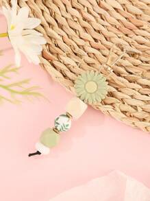 1pc Floral Print Boho Silicone Keychain, Valentine's Day Gift - Multicolor - View 9