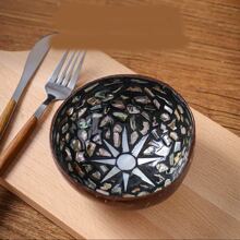 1 pieza Cuenco de cáscara de coco, recipiente decorativo para dulces, ensaladas - Cuenco natural de cáscara de coco, contenedor para dulces, frutos secos, útiles escolares, de vuelta a clases - Marrón - Ver 18