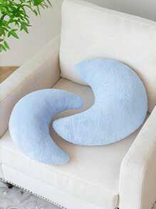 月亮抱枕，装饰抱枕，柔软仿兔毛，适用于床、沙发，月亮形状，毛绒地垫，房间装饰枕，适用于沙发、卧室、客厅，送给家人和朋友的礼物 - 藍色 - 查看 2
