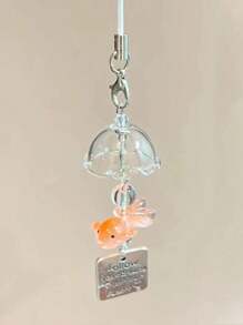 1 pieza Lindo y creativo llavero con cuentas de pez y estrella de mar, correa para teléfono móvil, colgante de bolso, adecuado para uso diario y como regalo