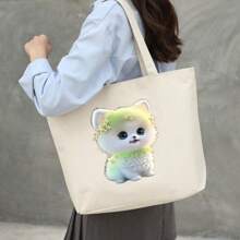 1pc Cat Pattern Heat Transfer Sticker For T-Shirt, Bag, Pillow, Apparel DIY Applique Decor - Green - View 5