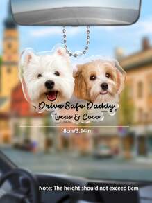 个性化宠物照片亚克力汽车吊坠 - 迷人宠物头像照片和名字吊坠 - 可爱猫咪吊坠、驾驶安全汽车吊坠、汽车/背包/钥匙链装饰吊坠