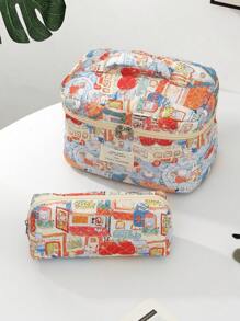 1PC Exquisite Multi-Color Rabbit Jacquard Makeup Bag, Travel Makeup Bag, Minimalist, Multifunctional, Handheld Makeup Bag Travel Essentials Travel Accessories Travel Must Haves