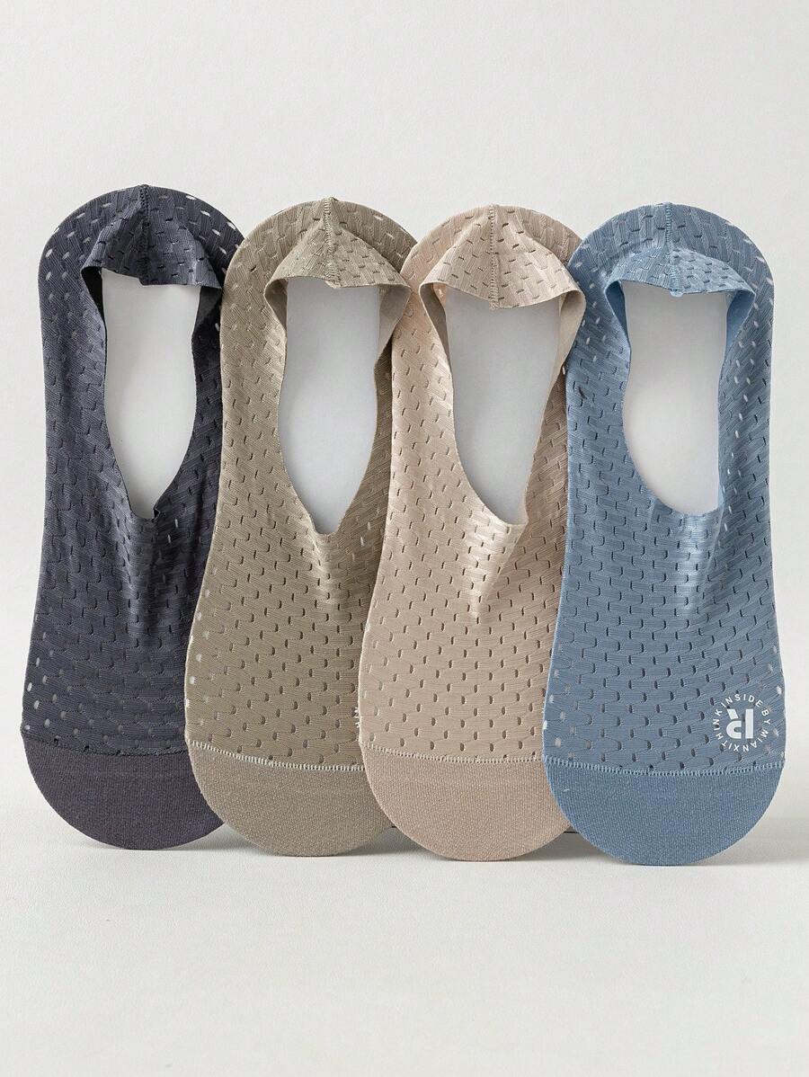 3/6 Pairs Men's Breathable Mesh Silicone Anti-Slip Summer Casual Boat Socks, Thin Invisible Socks, Versatile For Spring&Autumn
