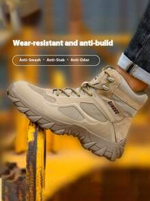 Breathable Protective Work Shoes Men's Steel Toe Safety Shoes, Suitable For Sports And Casual Wear, Four Seasons Protection