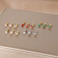 3 件装 18K 镀金不锈钢耳屏软骨穿孔耳环套装 女式耳屏耳钉时尚珠宝 - 3pcs Earrings set - 查看 2