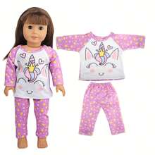 1 pièce de vêtements de poupée de 18 pouces, pyjama de poupée à motif de dessin animé mignon comme cadeau d'anniversaire ou de festival pour filles et garçons, adapté aux poupées fille ou garçon de 18 pouces et autres accessoires de poupée, décoration de la maison