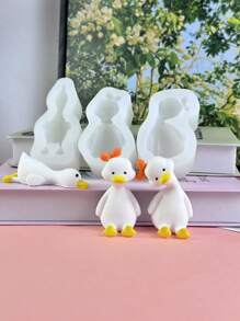Molde de silicona DIY para piedras de fragancia con forma de pato, molde decorativo para elaborar patos de cuello retorcido rellenos de aceite para rejilla de ventilación de coche