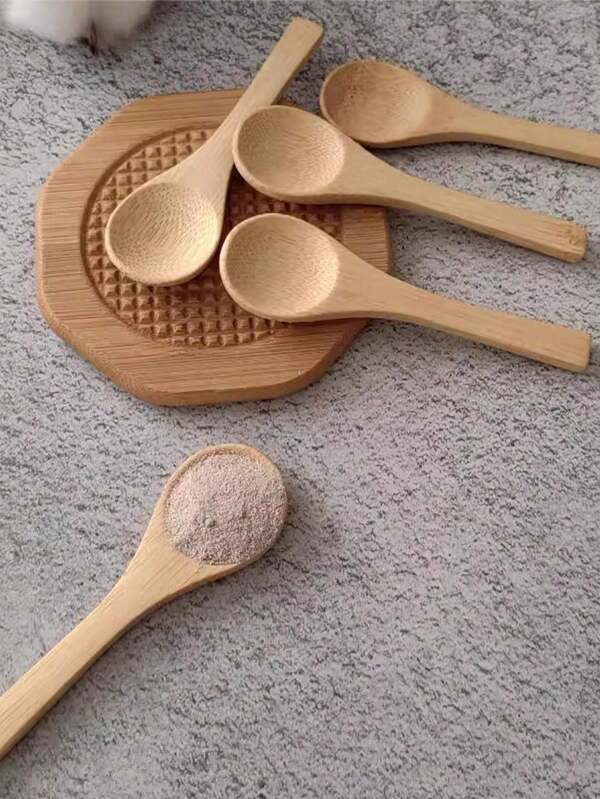 1 pieza/3 piezas/6 piezas Cucharas de madera redondas, adecuadas para sopas, café, miel, mermeladas y otros condimentos, ideales para el hogar, cafetería y cocina creativa, ligeras y fáciles de usar, artículos escolares
