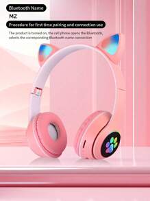 RGB 灯效猫耳无线耳机，耐用、色彩绚丽、高分辨率立体声音乐耳机，智能手机耳机，绝佳礼品之选 - 白色 - 查看 7