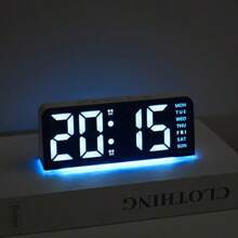 1pc LED Modern Multi-Function Digital Alarm Clock Ambiance Light With Adjustable Brightness, Date Display And USB Power Supply, Dual Alarm Clock Display - Stylish Rectangular Design For Bedroom And Living Room Decor, Bedroom Alarm Clock ( No Battery, Battery Only Memory Function ) Gifts Birthday Graduation