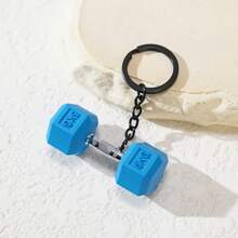 1 件迷你哑铃钥匙扣、学生背包饰品配件、健身爱好者礼物、锌合金哑铃吊坠 - 彩色 - 查看 4