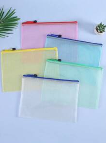 5pcs/Set Mesh File Folders - Waterproof Storage Pouches With Secure Zippers And Reinforced Seams, Ideal For Organizing Office, School Supplies, Pens And Accessories - Perfect For Travel, Commuting And Everyday Use,Back To School,School Supplies