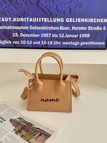 1pc Pu Zipper Closure, Customizable Text, Name, Fashionable Niche Design, Simple Mini Handbag, Small Square Bag, Korean Version, Versatile Small Crossbody Bag, Shoulder Bag, Casual And Comfortable Adjustable Shoulder Strap, Smooth And Long Style, Versatile And Not Picky, Suitable For Daily Use, Suitable For Girls' Daily Shopping And Travel - Solid Color Handbag - View 7