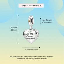 1pc Silver Plated "Life Is Like A Box Of Chocolates" Pendant, Suitable For Women Bracelet/Necklace DIY Jewelry Making, Valentine's Day Gift, Fashion Accessory - Silver - View 6