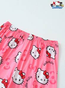 Sanrio 3pcs Set Hello Kitty Ladies Cute Cartoon Pajama Pants, Soft And Non-Sheer Polyester Material, Comfortable For Home Use, Suitable For All Seasons, Fall Clothes