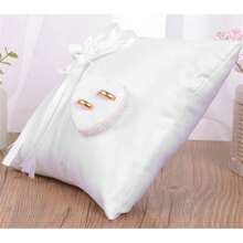 Wedding Ring Pillow Elegant Heart Bowknot Ring Bearer With Ribbons Pillow Portable Wedding Supplies For Wedding Party - White - View 7