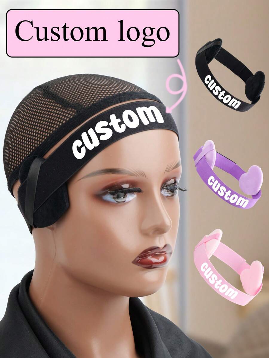 1Set Custom /Text Logo Edge Melt Band With Ear Protector For Lace Wigs Elastic Band Personalized For Laying Lace Edge For Wigs Hair Band Wigs /Hair Tool