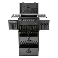 Make-Up Rolling Cosmetic Case Cosmetic Case Makeup Case Trolley Hairdressing Case Cosmetic Case Makeup Case Trolley Beauty Case Hairdressing Case Jewelry Case - Black - View 5