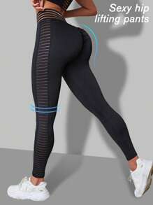 Women's High Waist Yoga Leggings, Slim Fit Workout Tights For Fitness, Commute, Casual, Butt Lifting, Outdoor Running - Black - View 3