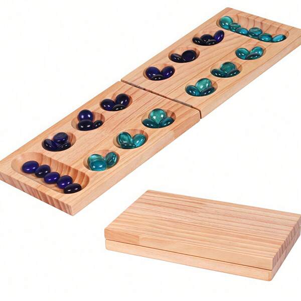 Wooden Portable Mancala Board Game Set,International Table Game For Adults,Board Games,Stone Game,Mancala