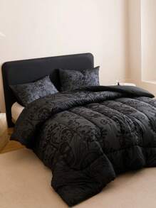 3PCS Black Gray Design Skull Victorian Baroque Gothic Return To The Ancients Intensification Quilt Set (1 Comforter +2 Pillowcases Without Pillow Core), Contains Padding 180gsm Quilting Soft Ventilate Digital Printing Bedroom Dormitory At Home - Nhiều màu - Xem 7