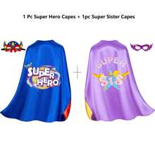 1 Pc Super Hero Capes With 1pc Super Sister Capes Kids Superhero Costumes For Halloween Party,Superhero Capes For Kids With Mask Kids Best Birthday Gifts - Royal Blue & Red - View 14