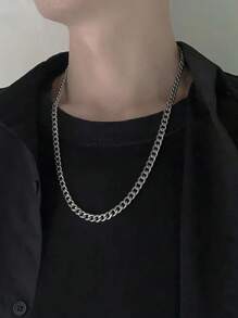 1pc/Set Titanium Steel Cuban Link Chain Necklace, Hip Hop Rock Sweatshirt Chain Accessory, 3mm Width, Fashionable Versatile DIY Jewelry, Won't Fade Or Discolor Fathers Day Gift School Jewelry Men Y2k Accessories Goth Chains Jeans Accessories Gothic Jewellery Back To School Street Halloween Accessories Punk Streetwear Accessories