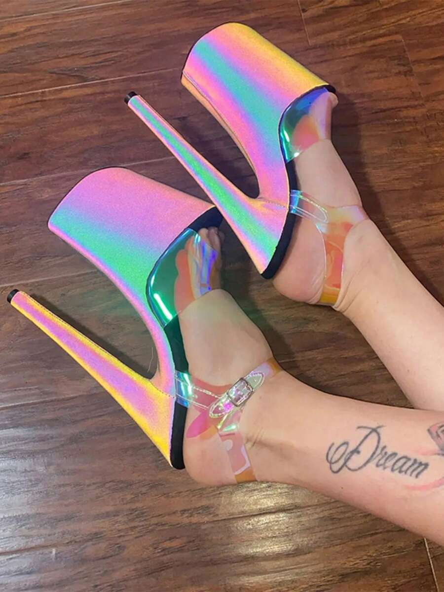 Sandalias de tacón alto de 8 pulgadas de mujer WUXIN H&P, plataforma exótica, tacones de aguja para pole dance - Negro - Ver 1