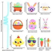 12Pcs Reusable Spiral Straws, Easter Themed Straws, Made Of Pet Material, Suitable For Party Gifts, Perfect For Easter Celebration, Camping Party, School Events, Holiday Parties, Weddings, Parties, Beach Decorations, Easter Gifts, Kitchen Accessories - Multicolor - View 3