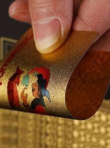 1 Set Classic Handmade Gold Foil Playing Cards, Made Of High-Standard Polymer, Waterproof, Suitable For Adults, Family Gathering, Entertainment And Holiday Gifts, Packaged As A Set - Multicolor - View 6