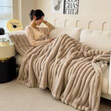 1pc Soft Fluffy Rabbit Fur Fleece Blanket, Warm Throw Blanket For Nap, Office, Sofa, Solid Color Small Blanket, Multi-Use