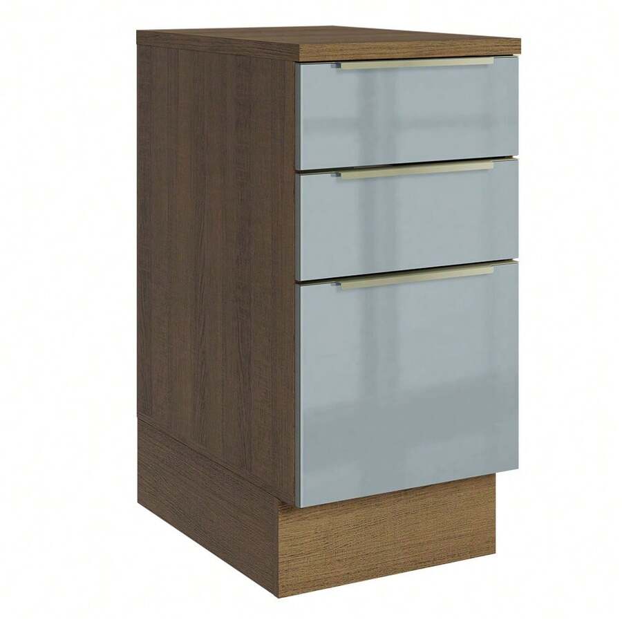 Madesa Lux Kitchen Base Cabinet With Countertop, Brown/Grey - Dark Grey - View 1