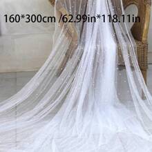 1pc Faux Pearl Decor Table Runner, Wedding White Pearl Tulle Tablecloth, Wedding Arch Decoration Reception Bridal Shower, Party Decoration, Chair Streamer, Event Background Wall Decor,Christmas