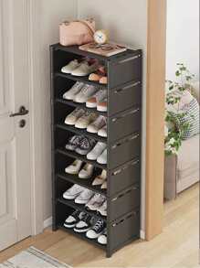8 Tiers Narrow Shoe Rack Vertical Shelf Stable Organizer Space Saving Storage Cabinet Sturdy Easy DIY Non-Woven Fabric Metal Freestanding Shelves For Closet Entryway Hallway Bedroom