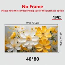 1 件/3 件带框现代黄白花卉帆布画，适合客厅，现代帆布海报，适合卧室和客厅装饰画，带框可选 - 多色 - 查看 13