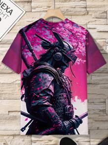 Camiseta de hombre con diseño de samurai japonés impreso en 3D