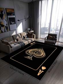 1 Piece Of Spades A Poker Pattern Area Carpet, Suitable For Living Room, Bedroom, Entertainment Venue Floor Mats, Bar Decoration Carpets, Game Rooms, E-Sports Rooms, Game Control Area Carpets, Perfect Party Decorations Rugs, Anti Slip And Anti Fouling, Suitable For Use In All Seasons And Holidays.