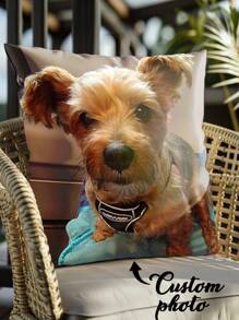 1 Piece, Custom Photo Pillowcase, Custom Photo For Kids, Couples, Pets & Friends, 18x18 Inch Upholstered Cover, Personalised Romantic Gift For Couples For Valentine's Day, Anniversary & Wedding, Machine Washable Polyester With Zipper Closure Anniversary Decoration For Wedding - Multicolor - View 3