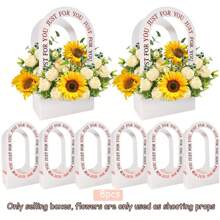 2/6/8个装可折叠纸花篮，手持式婚礼花束礼品袋，花卉包装，插花篮，婚礼装饰礼品，生日派对必备 - 彩色 - 查看 21