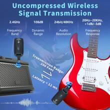 Wireless Guitar System 2.4GHz Built-In Rechargeable Lithium Battery 270° Rotatable Audio Wireless Transmitter Receiver For Acoustic Guitar Bass Violin Keyboard Electric Instruments, Black - màu đen - Xem 4