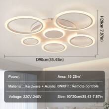 1 Stück 220V LED dimmbare Acryl Deckenventilatorleuchte, geeignet für Wohnzimmer, Esszimmer, Schlafzimmer, Arbeitszimmer, Hotels, Raumdekorationsbeleuchtung und andere dekorative Pendelleuchten. Weiß/Schwarz
