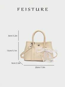 1pc FEISTURE Lychee Pattern Large And Small Handbag With Shoulder Strap, Suitable For Girls, Women, College Students, Office Ladies, Great For Work, Business, Commute, School