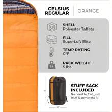 TETON Celsius Regular All Weather Sleeping Bags For Adults - -25, 20, 0 Degree, With Compression Sack, For Camping