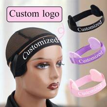 1Set Custom /Text Logo Edge Melt Band With Ear Protector For Lace Wigs Elastic Band Personalized For Laying Lace Edge For Wigs Hair Band Wigs /Hair Tool