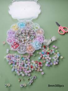 160pcs/400pcs/300pcs/8mm/840pcs6mm Gradient Multicolor Glass Round Beads For Bracelets, Necklaces, Earrings, Jewelry, Jewelry Making, Beads, Crystal Beads, DIY Crafts, Crystal Sets, Healing Chakra Beads, Suitable For Holiday Decoration, Wedding Decoration, Valentine's Gifts. Accessories Include Two Elastic Wires, 1 Scissors, And 60 Beads