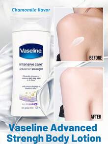 Vaseline 凡士林深层滋润保湿乳液，深层补水，改善粗糙，修复脱皮，清爽不油腻，易于涂抹，快速吸收，洋甘菊香氛，便携装，令肌肤光滑透亮，减少干燥，增强肌肤弹性，适用于极干性肌肤、皲裂肌肤、粗糙肌肤、敏感肌肤，日常护肤，沐浴后，睡前，干燥季节，户外活动后 - Advanced Strengh 洋甘菊味 - 查看 1