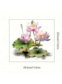 1pc Home Decorations Lotus Flower Toilet Lid Decals Self-Adhesive Ceramic Toilet Tank Sticker, Floral Home Decoration, Single Use Door Decal With Square Shape And Embellishments, Vinyl Decal For Home Decorations, Toilet Decoration Items Refresh Your Home Gifts Birthday Graduation Room Decor Wall Decor Bathroom Decor Bedroom Decor Room Decoration Stuff Living Room Decor House Decor Home Decor Living Room Wall Art Wall Paper Stickers Personalised Stickers