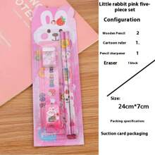 2PCS New Stationery Set Creative Children's Learning Stationery Five Piece Set Student Prize